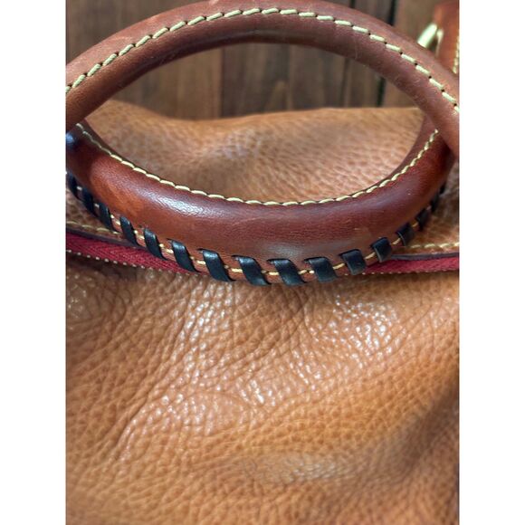 Dooney & Bourke Natural Brown Florentine Leather Satchel Top Handle Bag Purse - Picture 7 of 16